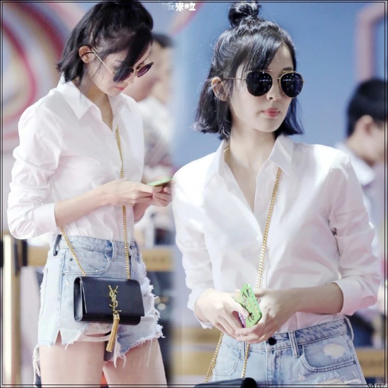 新款白衬衫女长袖韩版休闲百搭职业装纯棉衬衣打底开衫上衣女士