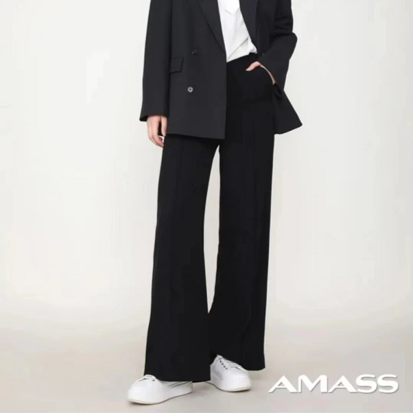 阿玛施AMASS时尚百搭女士休闲新款高腰宽松阔腿裤气质显瘦5100350
