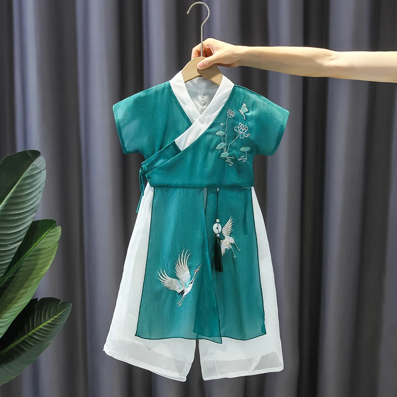 儿童汉服2024夏款新款古装中国风唐装男孩夏季薄款少爷服长袍套装