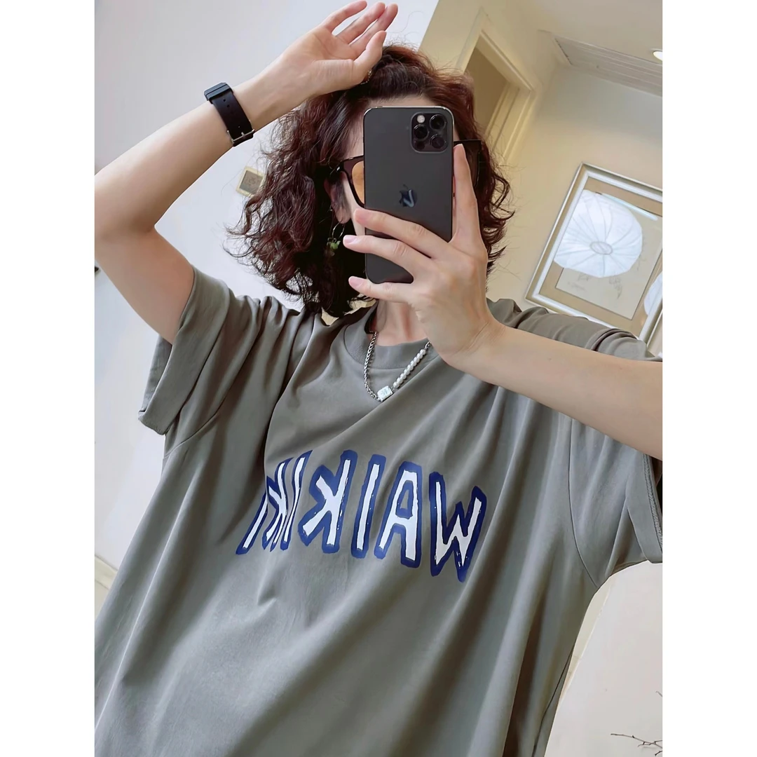 懒人穿搭经典休闲简约短袖长T裙连衣裙夏季宽松韩版2345