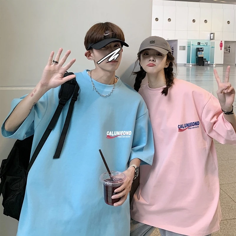 男女同款情侣装夏季装纯棉短袖t恤衫2025新款潮流半袖衣班服休闲