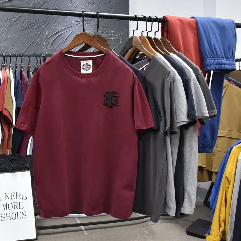 【五四严选】808 刺绣棉短袖T恤男日系简约休闲纯色情侣半袖百搭