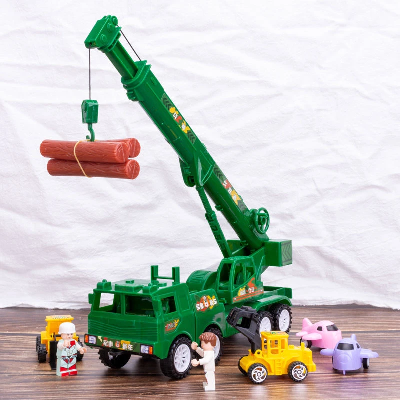 大号旋转惯性吊车工程车起重机男孩玩具吊车