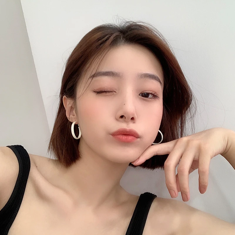 铁合金耳饰 甜酷耳圈大圈潮轻奢气质百搭时尚高级感大气简约耳环