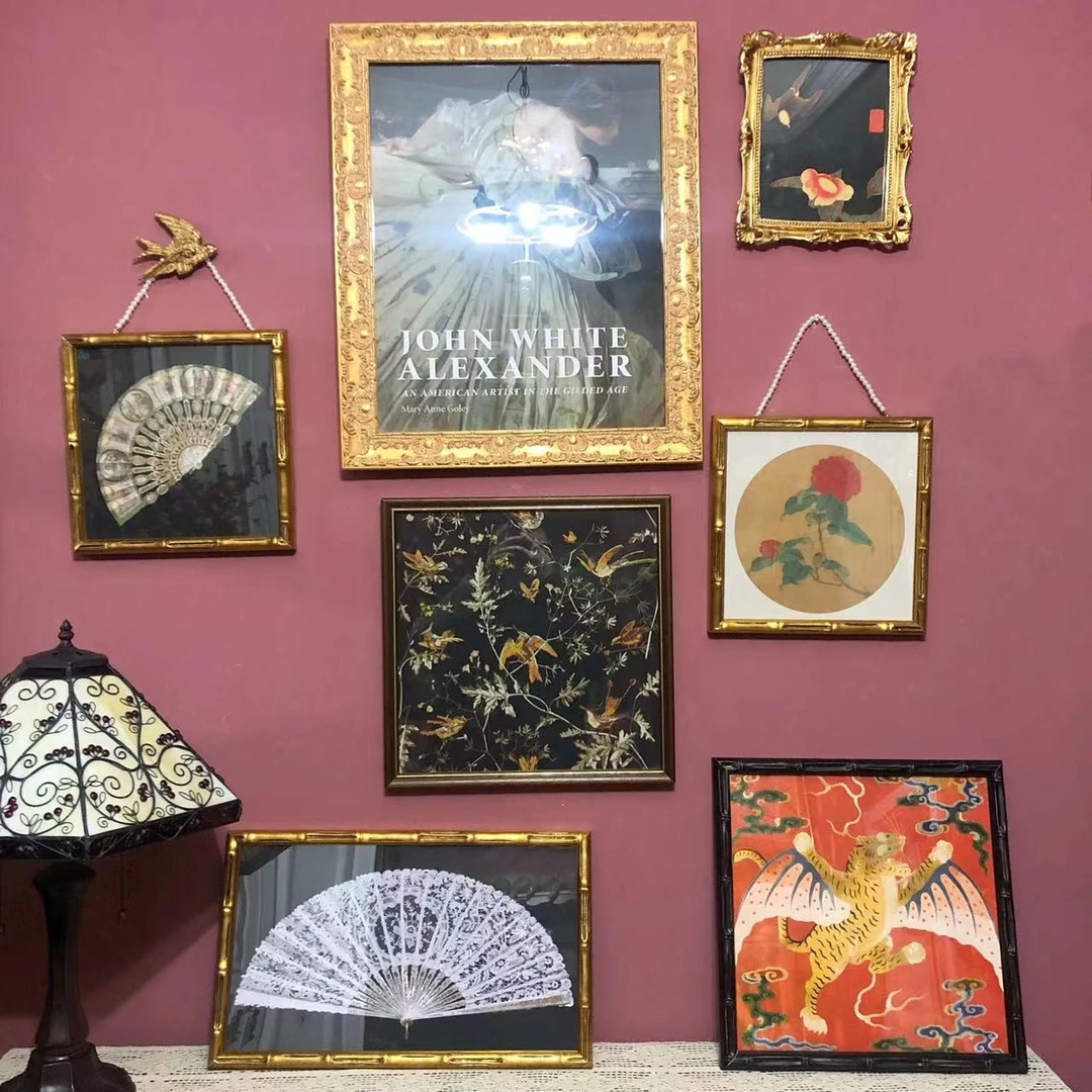 精美复古轻奢多边形画框装饰挂画 卧室书房挂画