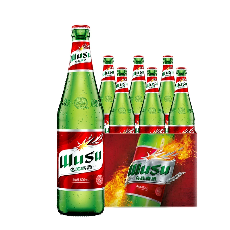 【百】大红乌苏啤酒620ml*6瓶装高浓度烈酿造酒水畅饮浓郁品牌