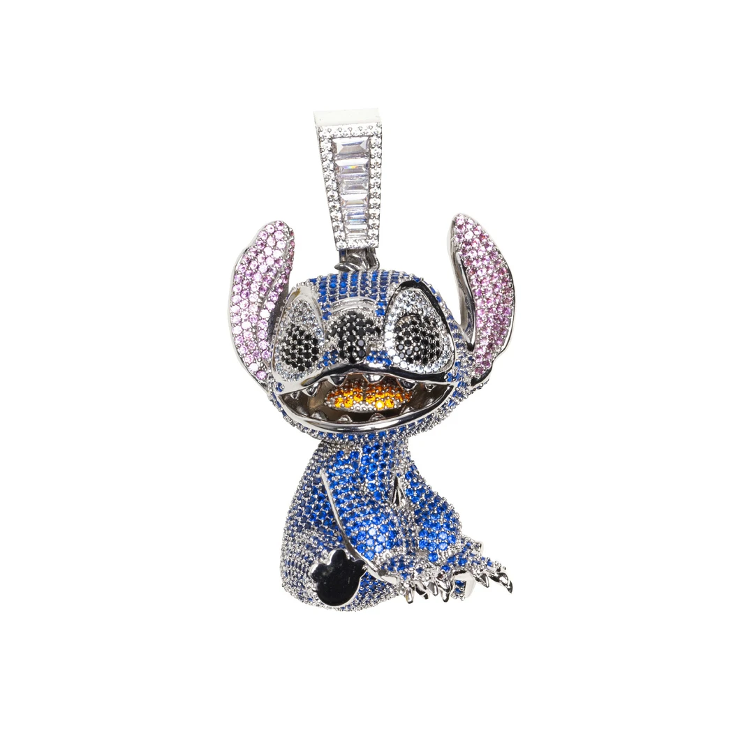 ICEGANG 铜合金合成锆石吊坠 可爱星际宝贝史迪仔吊坠项链欧美