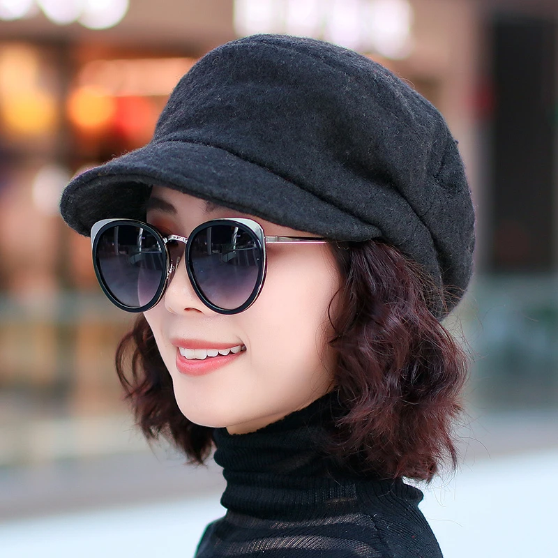 帽子女秋秋冬韩版休闲短檐鸭舌帽冬季简约时尚棒球帽中年妈妈帽