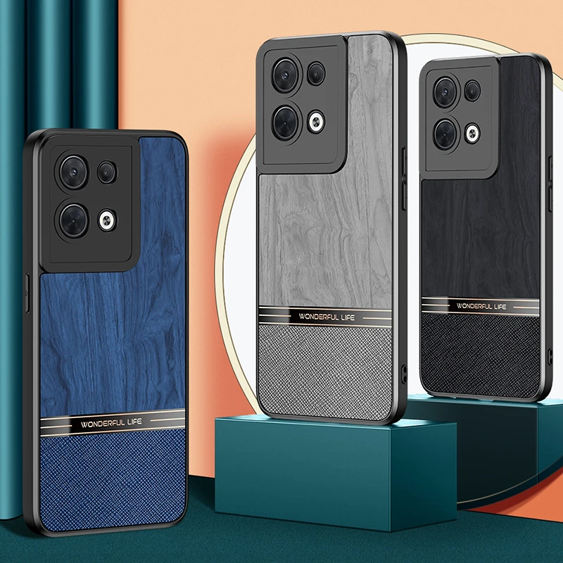OPPO Reno8Pro手机壳木纹reno8pro+新款reno8男女防摔保护套创意