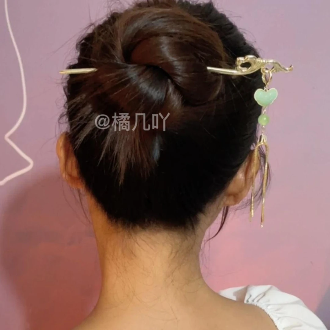 金属树脂发簪古风流苏盘发簪子