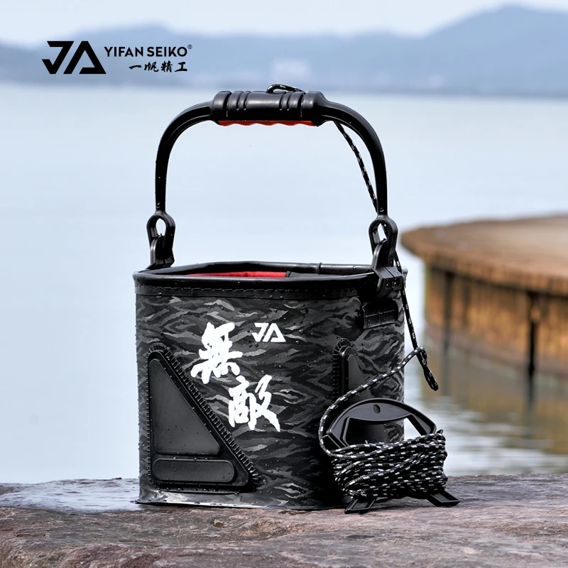 一帆精工钓鱼打水桶鱼桶装鱼折叠带绳加厚小号户外洗手便携取水桶