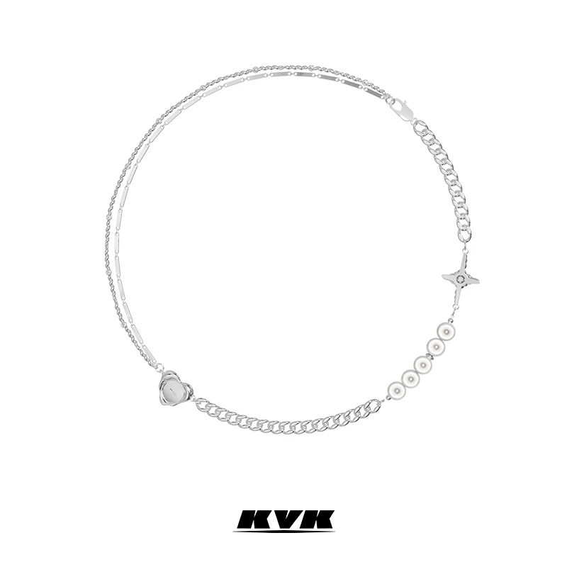 铜合金合成锆石项链 KVK十字星爱心组装款项链
