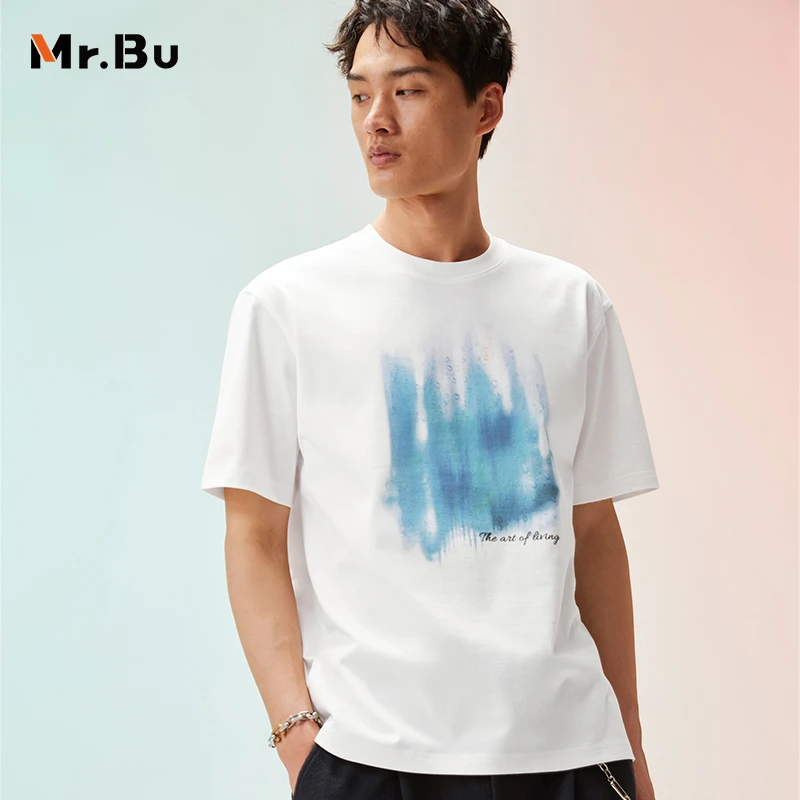 【五折】MrBu布先生宽松圆领短袖T恤男春夏纯棉印花青年装GT01258