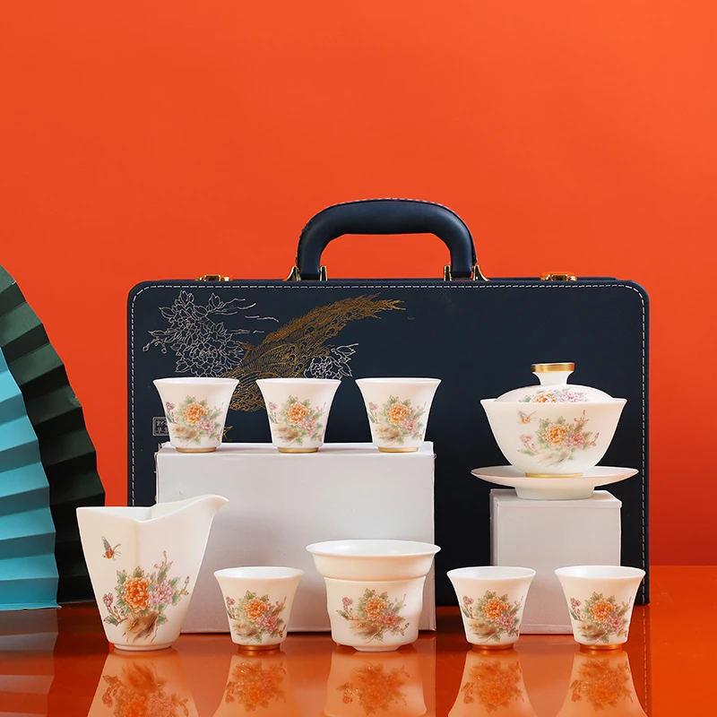 仁坤高端素烧礼盒装羊脂玉功夫泡茶具套装陶瓷家用会客轻奢送礼