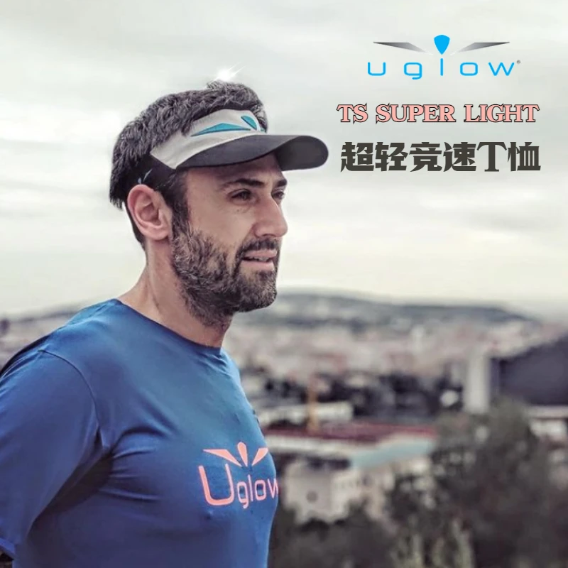 UGLOW超轻竞速T恤男女款春夏季跑步运动圆领半袖修身黑色短袖上衣