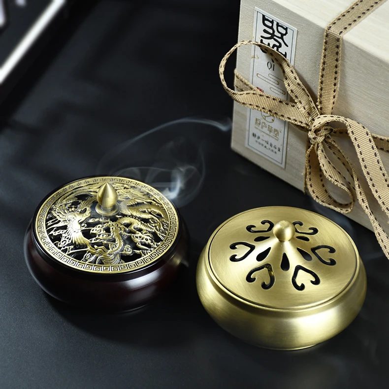 【香炉香插】纯铜香炉 线香盘香两用黄色办公室商场同款