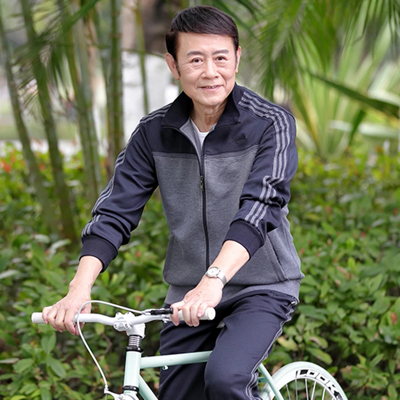 男装长袖运动套装男秋装爸爸男士春秋款运动服外套老年休闲运动装