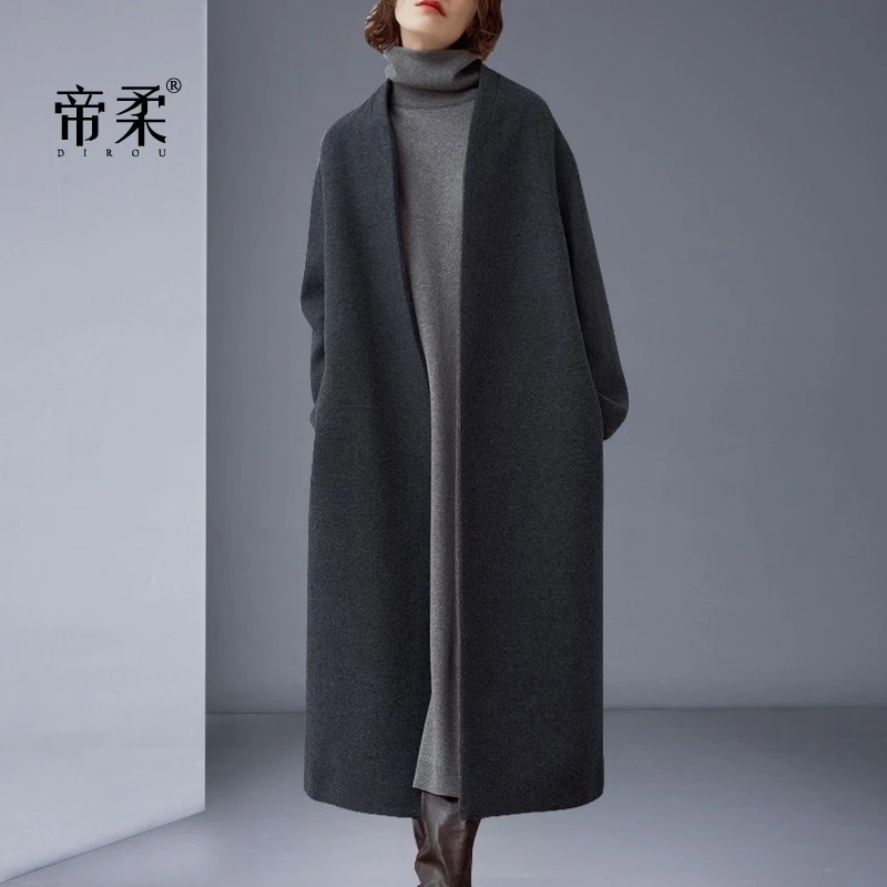 气质羊毛呢外套女2025秋冬中长款高端大牌范羊毛大衣极简风主义潮