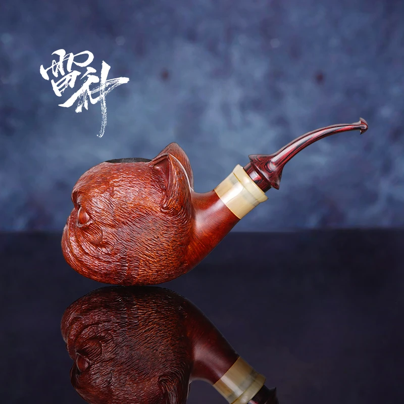 石楠木手工烟斗雕刻法斗空腔便携直式