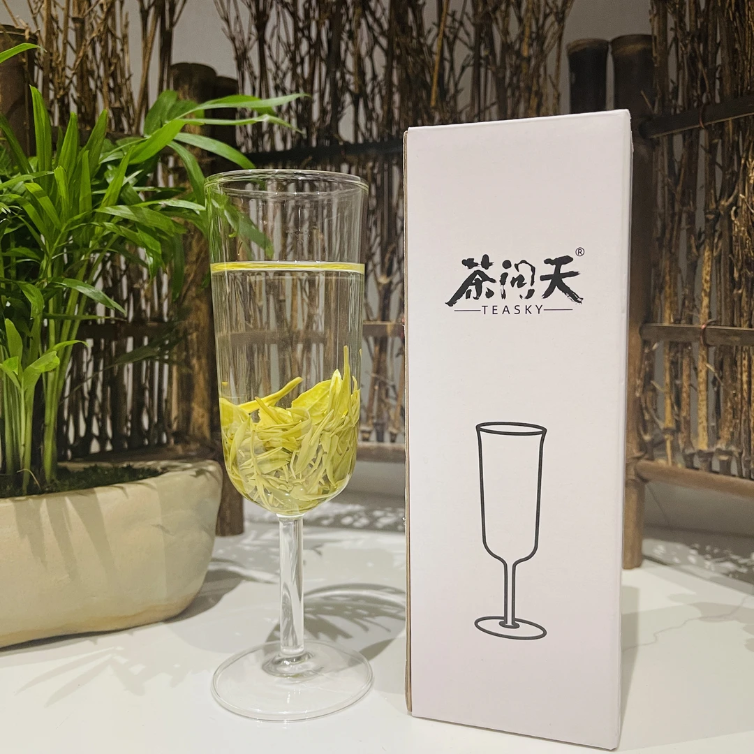 【妃玲茶问天】高脚绿茶杯耐热玻璃150ml玻璃杯创意网红家用杯