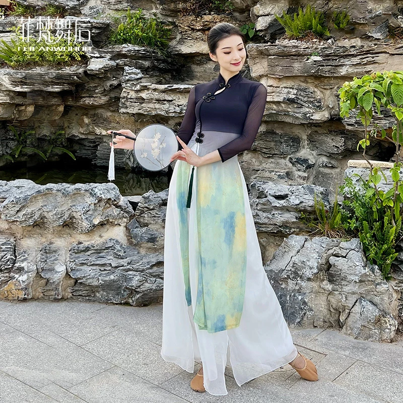 菲梵舞后古典舞蹈服女飘逸练功服旗袍身韵纱衣中国舞古风舞韵演出