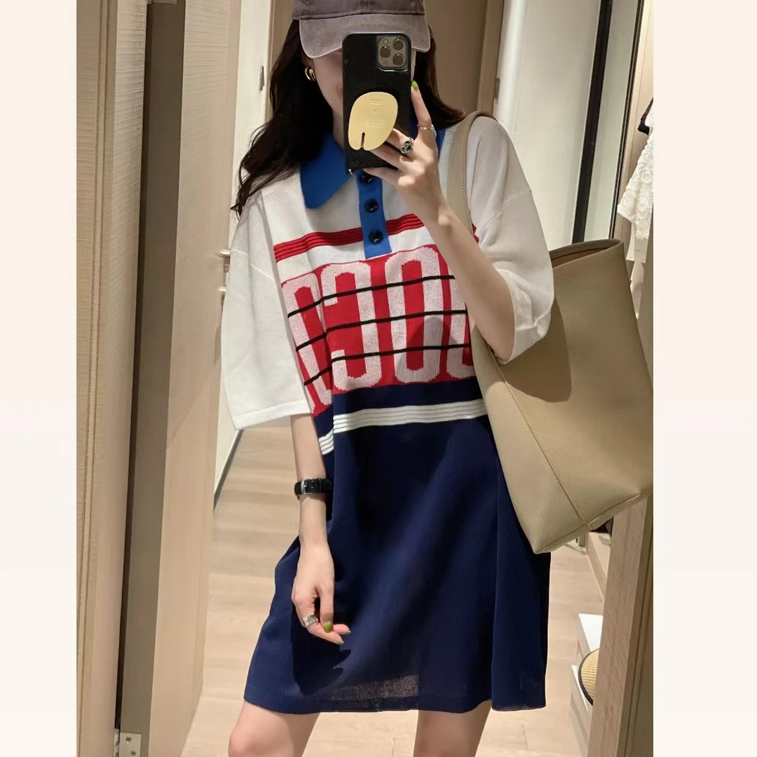 别致独特Polo领连衣裙高级休闲显瘦T恤裙