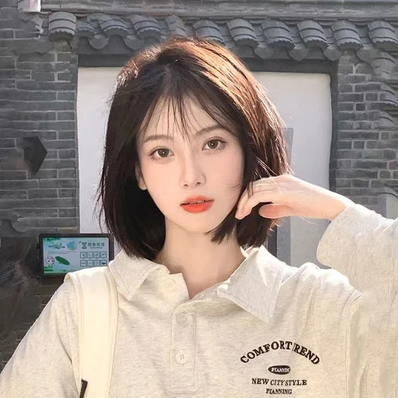 假发女自然全头套2022年新款圆脸减龄波波头短发学生女时尚假头套