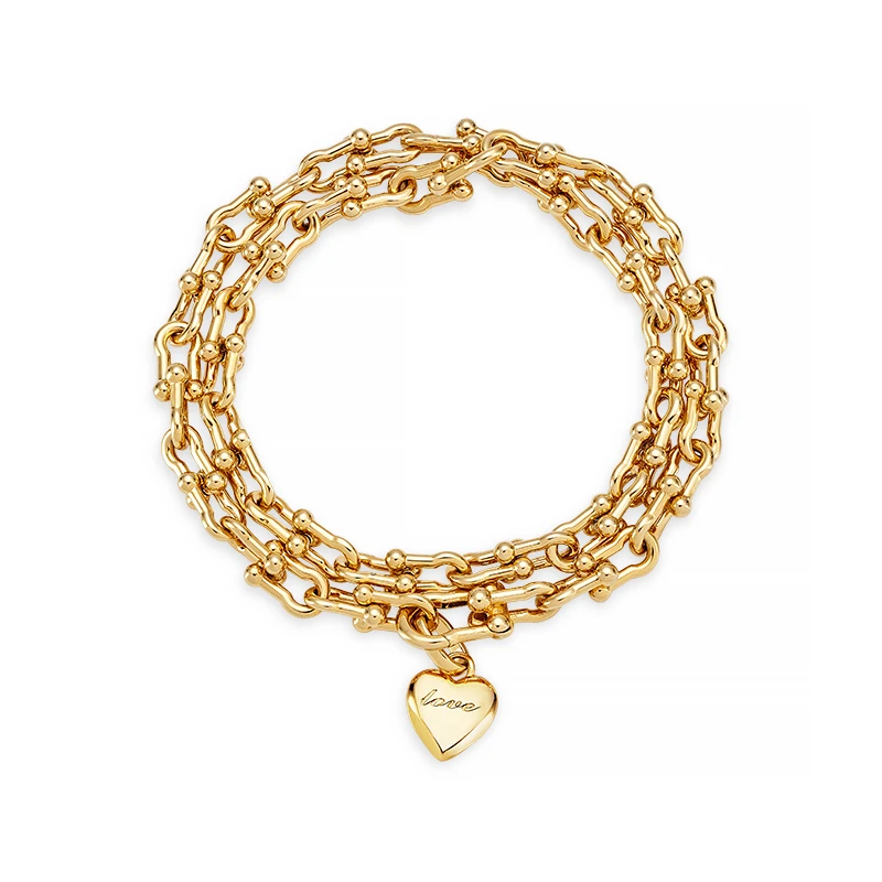 铜合金手链 缠绕式手链金色双12必买小众时尚叠戴个性双链轻奢