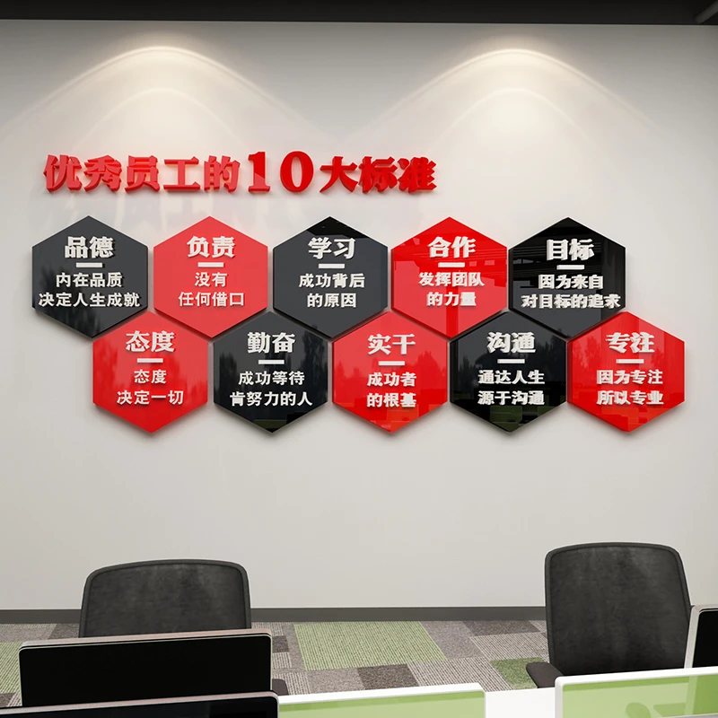 优秀员工办公室墙面装饰励志标语公司团队激励企业文化墙贴3d立体