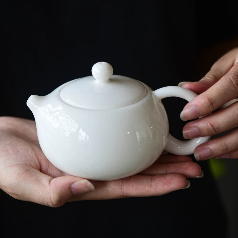 德化陶瓷茶壶白瓷西施壶功夫茶具家用手工羊脂玉小茶壶带过滤单壶