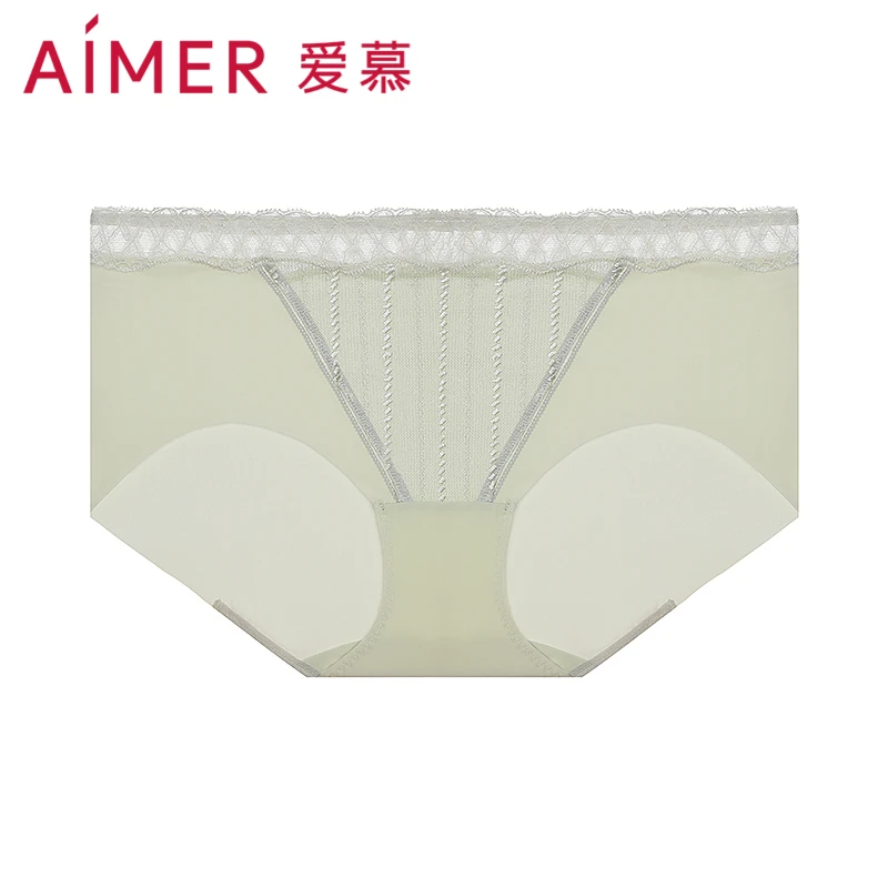 爱慕【性感轻薄】印迹 黑色蕾丝性感舒适透气中腰平角裤AM237231