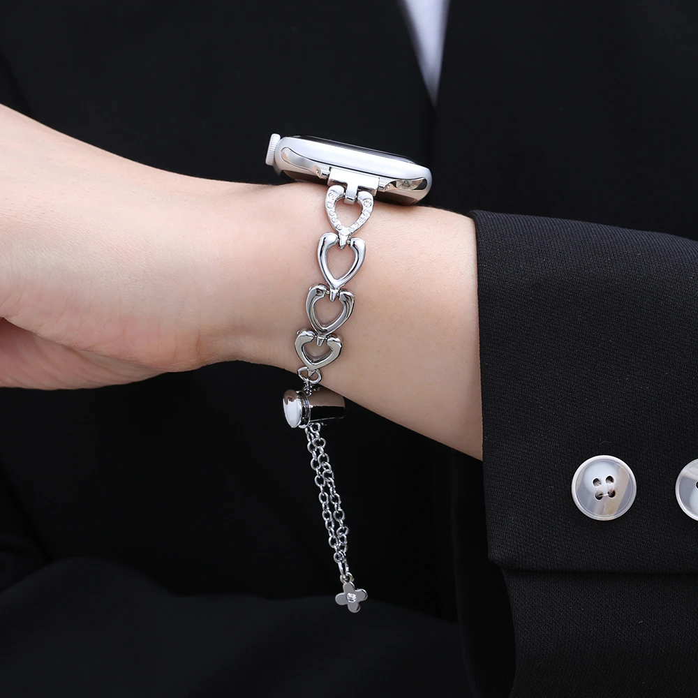 适用iwatch10表带苹果手表表带女创意小众金属不锈钢手表带夏天高