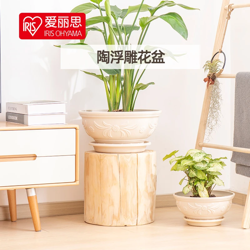 爱丽思丝IRIS 浮雕半球花盆环保塑料花盆时尚阳台花盆260/300/360
