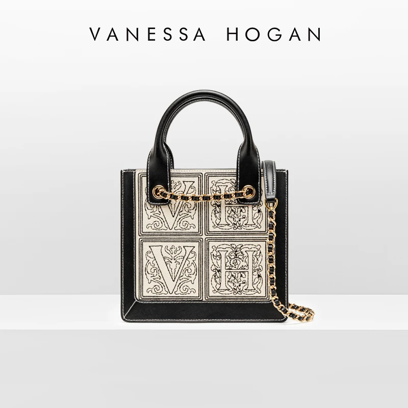 VH女包复古装饰手提包气质手拎包轻奢品牌包包真皮刺绣2203178