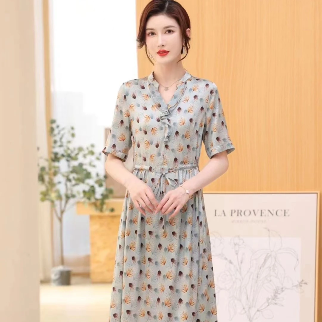 气质显瘦时尚连衣裙春天仙女裙印花夏季收腰洋气
