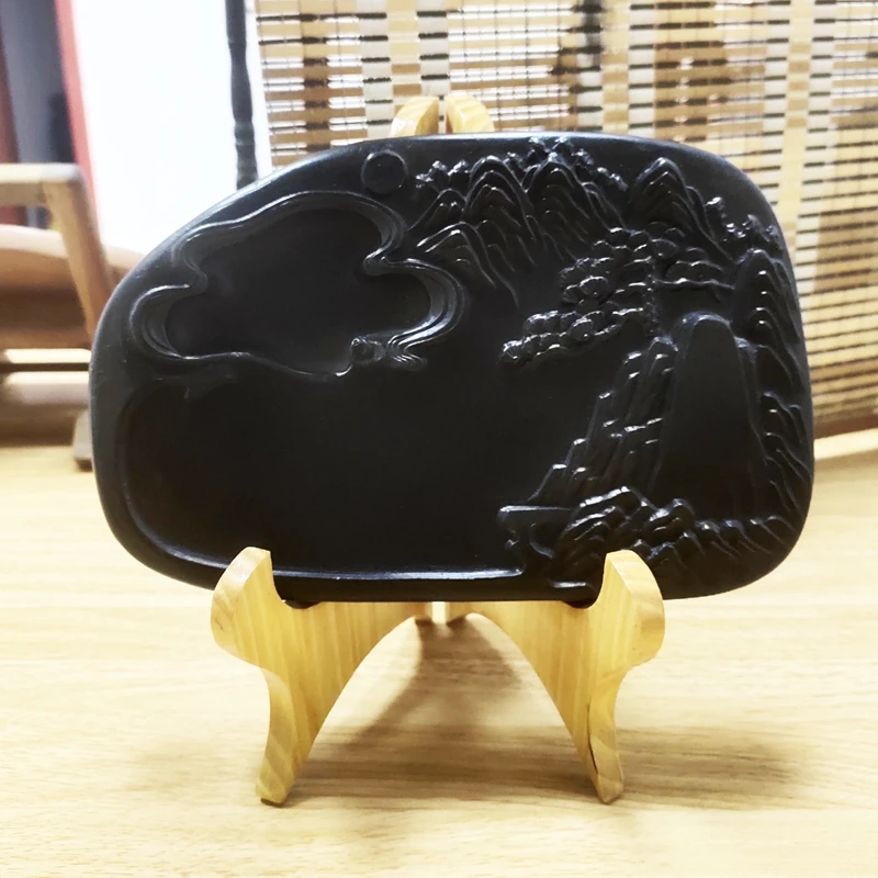 斋选长松树文房四宝砚台书法用品天然澄泥砚磨墨歙砚得问成人学生