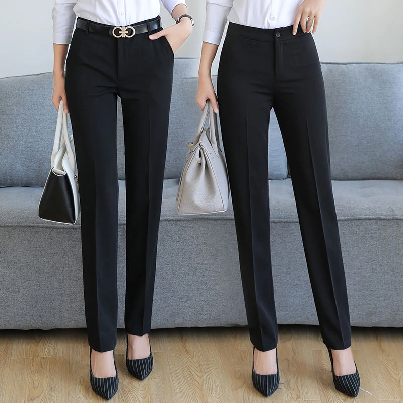 直筒长裤气质职业西裤女春夏秋时尚百搭黑色工装裤正装工作服裤子