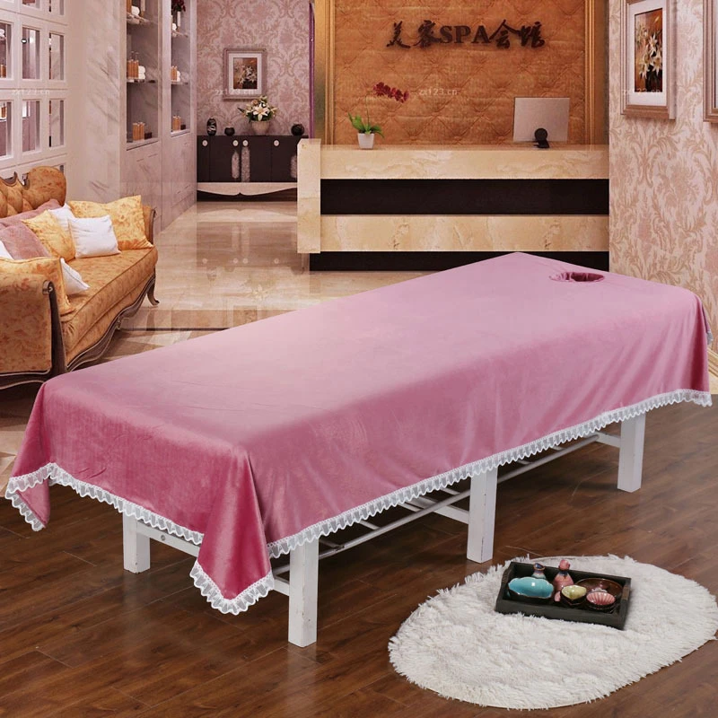 高档水晶绒美容床罩床单美容床罩四件套床单珊瑚绒法兰绒美容床单