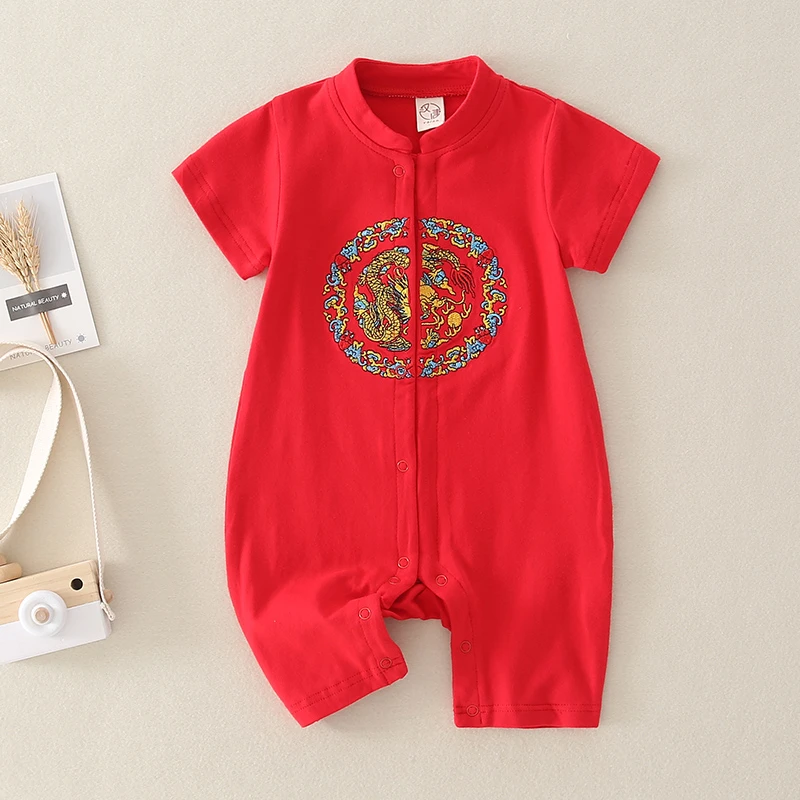 祥龙 满月百天中国风宝宝连体衣夏季薄款 T1959