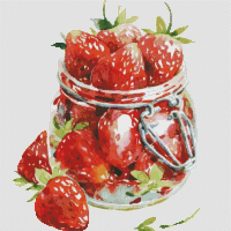 设计师定制款水彩草莓罐子十字绣2022新款自己绣手工客厅餐厅小格