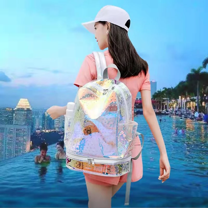 透明游泳健身包女干湿分离有鞋仓运动舞蹈旅行防水泳衣收纳双肩包