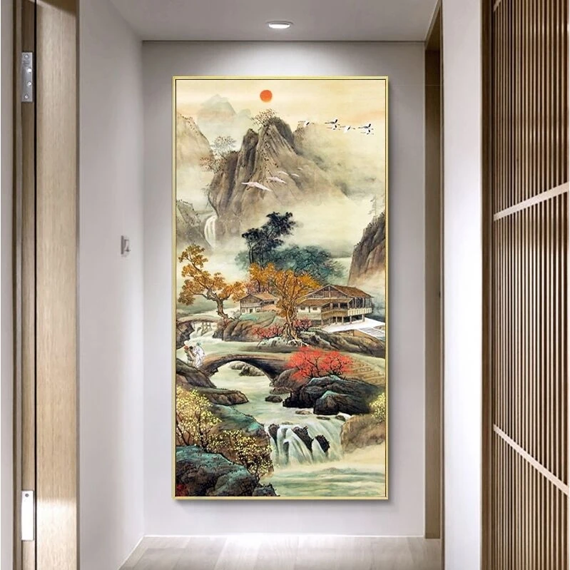 蒙娜丽莎非成品十字绣套件：安居福地旭日版山野人家 大格四股满绣