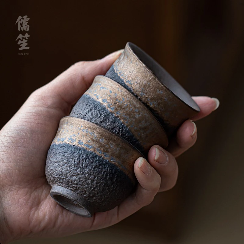 儒笙|陶瓷单杯子粗陶茶杯主人杯小号品茗杯日式复古家用功夫茶具