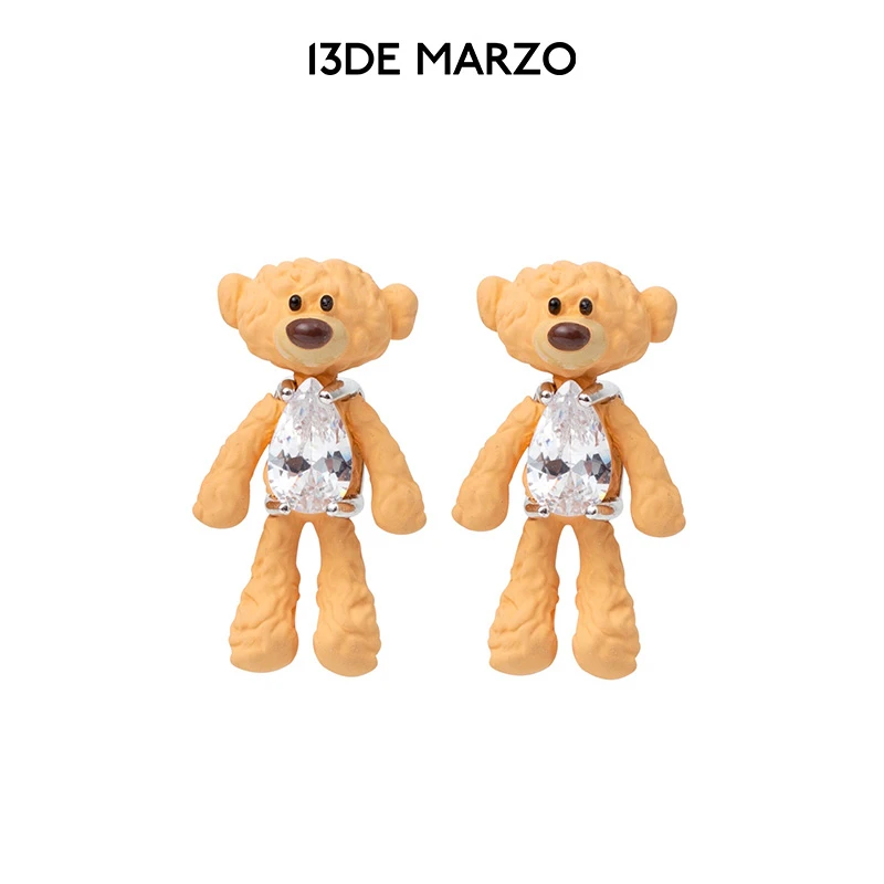 非金属珐琅耳饰 玩偶熊情侣耳钉简约耳坠精致时尚气质