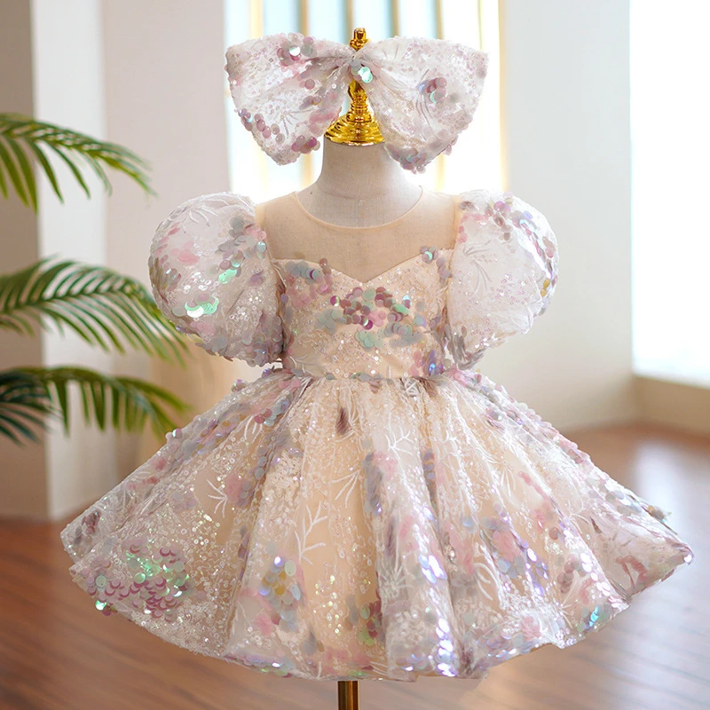 儿童礼服连衣裙夏季女宝生日主持女孩公主裙蓬蓬裙花童婚纱演出服