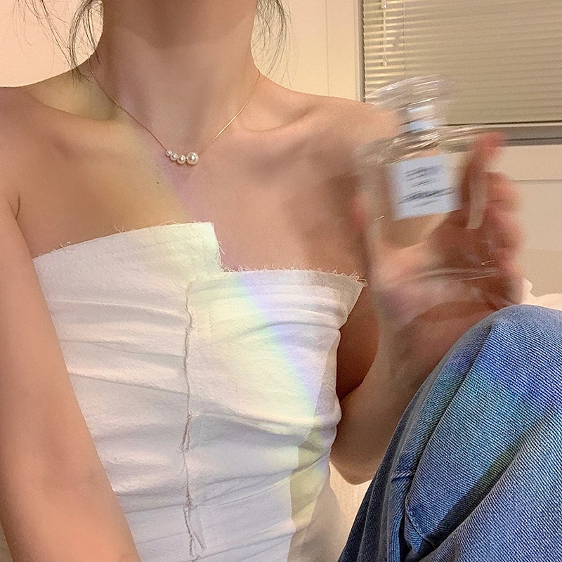 芒果饰品 铜合金项链 气质珍珠项链女锁骨链简约颈链配饰新款