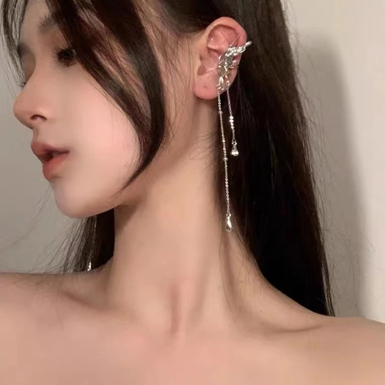 铜合金耳饰 【天使之翼 】蝴蝶流苏耳骨夹无耳洞耳饰女小众