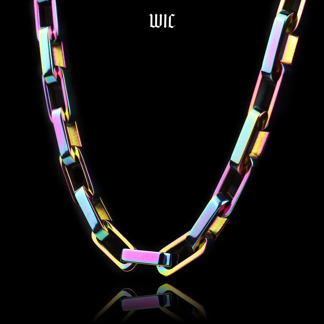 WIC 钛钢项链 淬火限定镭射竹节项链XL093