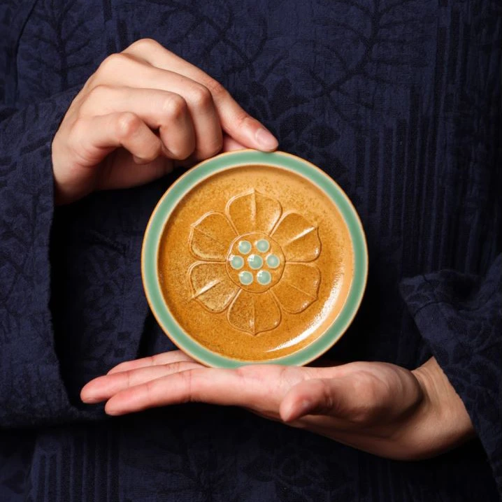 尚唐青瓷双釉莲花杯垫