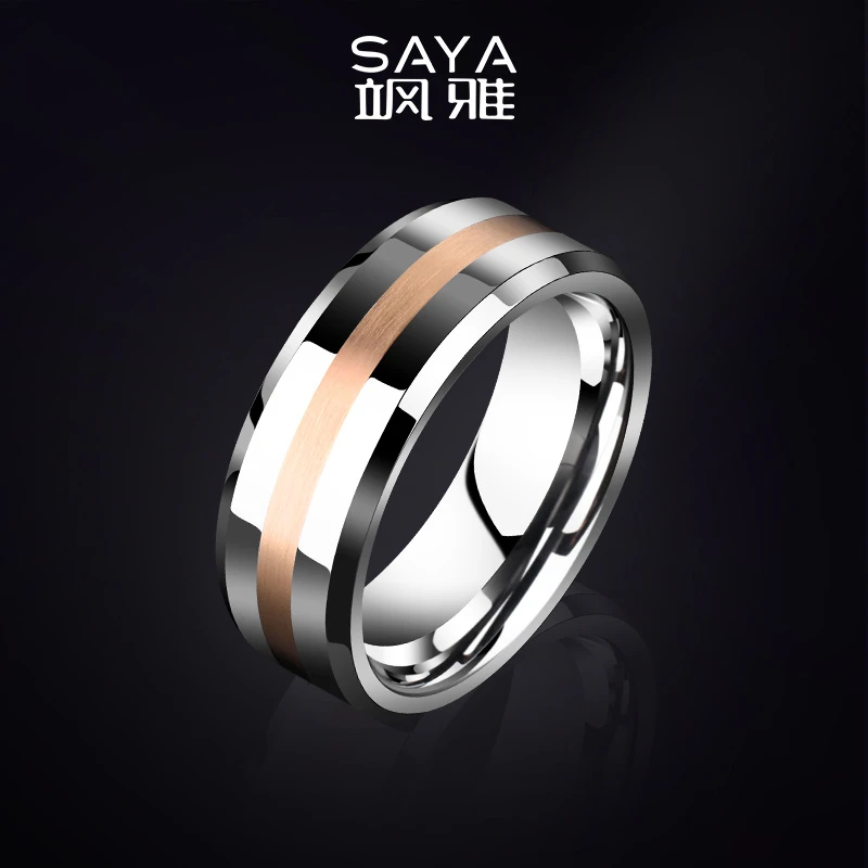 钨合金戒指 飒雅时尚轻奢潮流男士指环商务百搭男戒情侣送礼J098